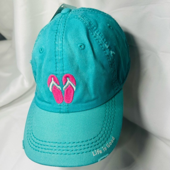Life is Good Flip Flop Baseball Hat Adjustable Cotton NWT Coastal Vacation Beach - Picture 2 of 7